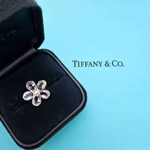 RARE Tiffany & Co. Amethyst Enchant Garden Flower Diamond Ring 18k Rose Gold - Picture 8 of 8